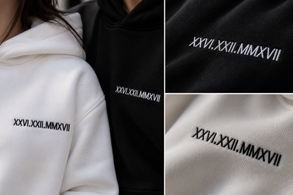 Custom Date Text Embroidery Hoodie - (Set of 2)