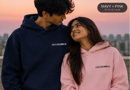 Custom Date Text Embroidery Hoodie - (Set of 2)